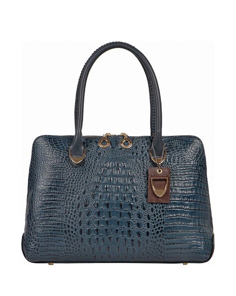 Women Croc Embossed Genuine Leather Tote Bag