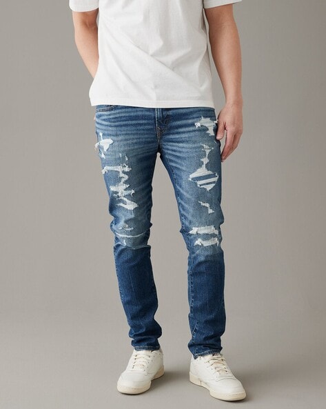 Men Heavy-Wash Skinny Fit Jeans