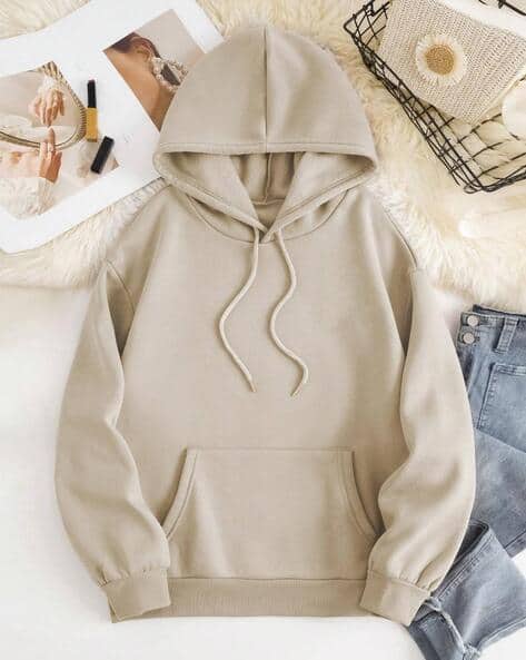 Fery London Women Regular Fit Hoodie with Kangaroo-Pocket