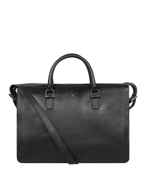 HIDESIGN Genuine Leather Messenger Bag with Detachable Strap