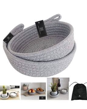 textile and beyond Pack of 2 Solid Storage Badket-picture-30