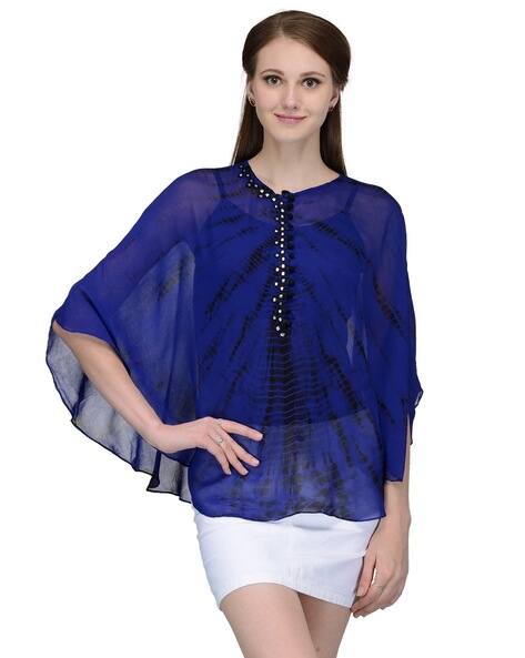 Bitterlime Tie & Dye Georgette Cape Top