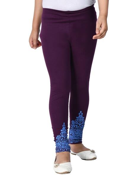 Leggings with Floral Print Hem