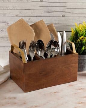 metalsmith Mango Wood Cut Cutlery Holder-picture-46