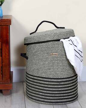 Striped Laundry Basket with Lid