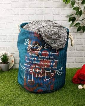 Polyester Slub Text Print Laundry Bag - 48 cm x 37 cm-image-44