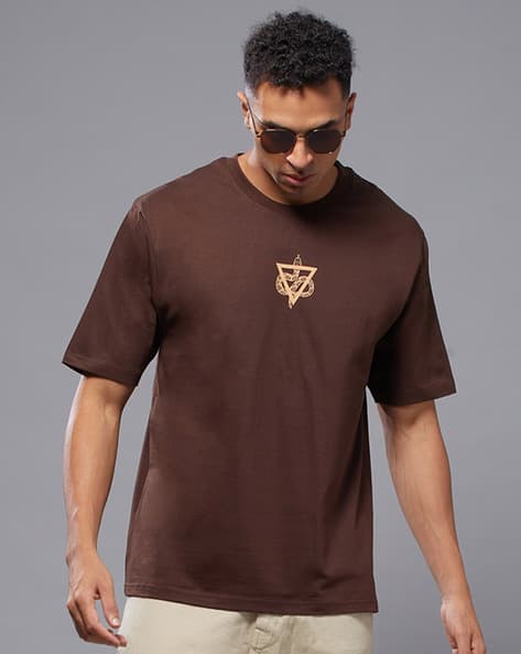 Men Oversized Fit Graphic Print Round-Neck T-Shirt