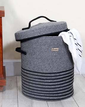 Striped Laundry Basket with Lid