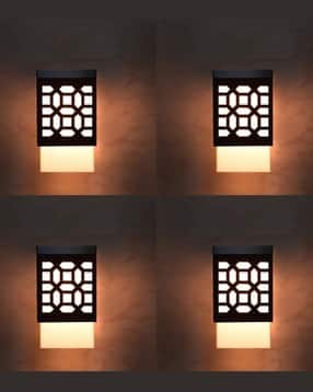 afast Set of 4 LED Sconce Glass & Wooden Wall Lamps-picture-41