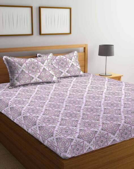 BOMBAY DYEING  144 TC Floral Print Queen-Size Bedsheet with Pillow Covers