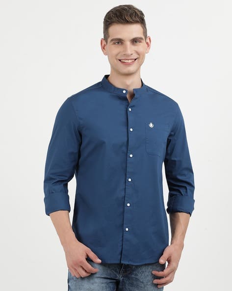 INDO Cotton Men Logo Print Slim Fit Shirt