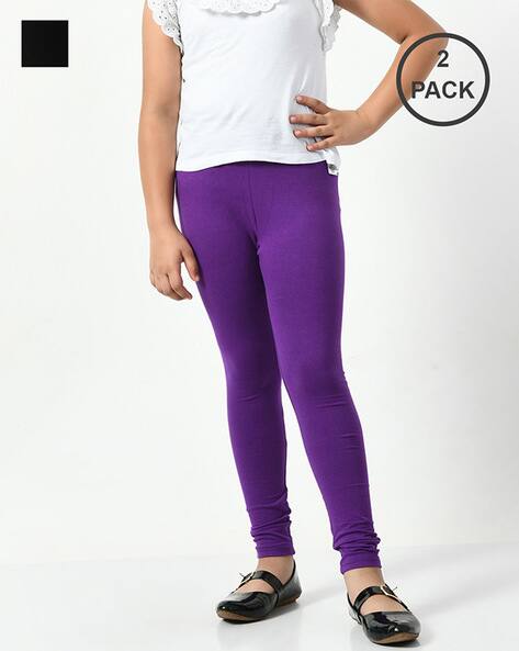 Buy Purple Leggings for Girls by INDIWEAVES Online