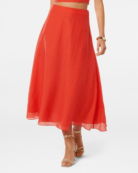 Flared red skirt hotsell