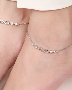 zavya Women Rhodium-Plated Sterling Silver Infinite Sparkle Anklets-picture-51
