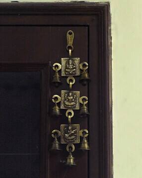 ecraftindia Brass Ganesha Laxmi Saraswati Wall Hanging Bells-picture-24