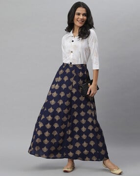 Block Print Skirt-Suit Set-image-5