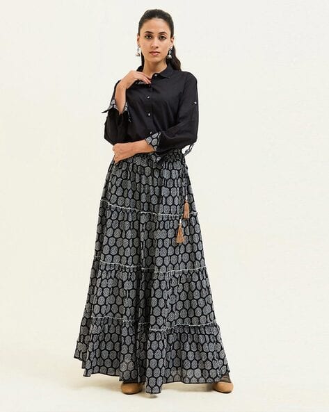 Buy Jaipur Kurti Women Block Print A-Line Skirt Online | Ajio.com