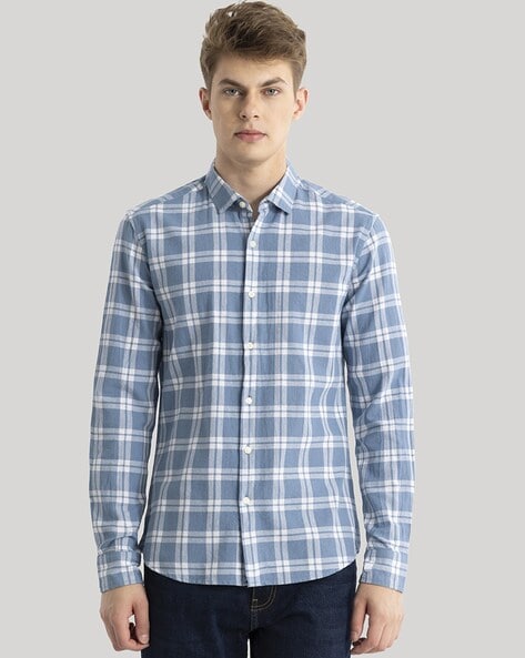 Men Checked Slim Fit Shirt