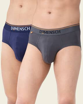 damensch Pack of 2 Briefs with Brand Print Elasticated Waist-picture-21