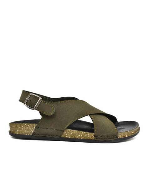 Men Cross-Strap Sandals with Buckle Closure