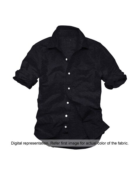 Buy Black Shirt Pieces for Men by Linen Club Online Ajio