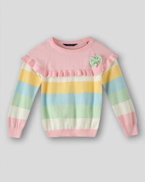 kg frendz Girls Striped Regular Fit Cotton Sweater-picture-32