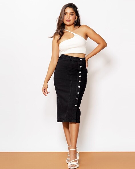 Buy button front skirt online hotsell