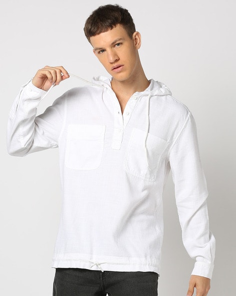 Men Relaxed Fit Hooded Shirt