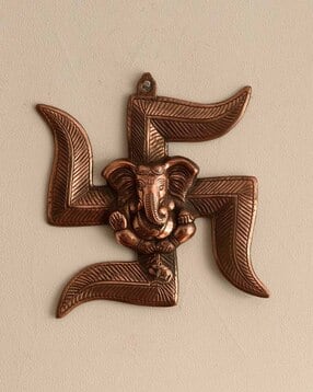 ecraftindia Lord Ganesha on Swastik Metal Wall Hanging-picture-44