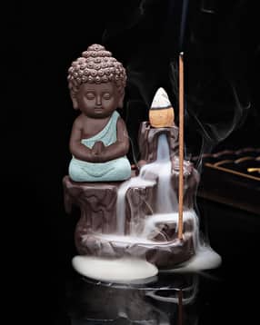 ecraftindia Meditating Monk Buddha Incense Holder Decorative Showpiece-picture-36