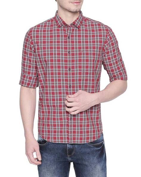 Basics Checked Slim Fit Shirt