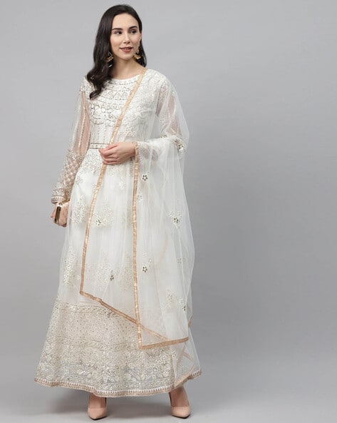 Buy White Dress Material for Women by Readiprint Online