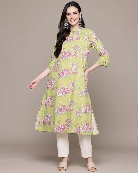 Readiprint Women Floral Print No Darts Straight Kurta Set