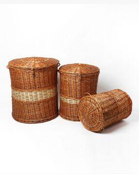 habere india Set of 3 Wicker Laundry Baskets With Lids-picture-40