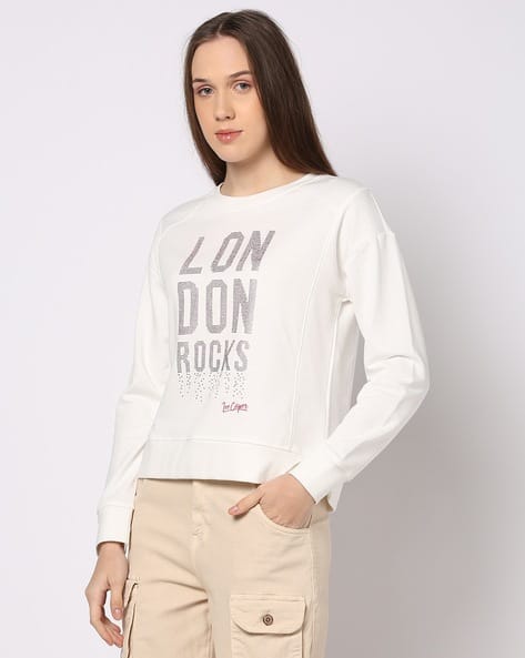 Lee Cooper Women Typographic Embellished Regular Fit Crew-Neck Sweatshirt