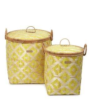habere india Set of 2 Wicker Laundry Baskets With Lids-picture-29