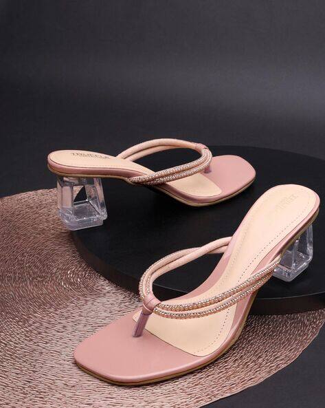 Truffle collection Women Square-Toe Slip-On Heeled Sandals