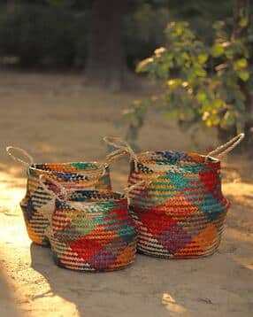 habere india Set of 3 Seagrass Plant & Storage Baskets-picture-38