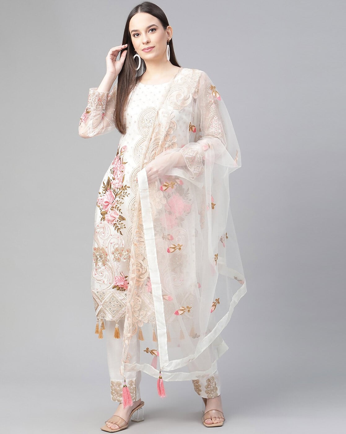 Buy White Dress Material for Women by Readiprint Online | Ajio.com