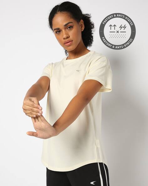 PERFORMAX Women Regular Fit Crew-Neck T-Shirt with Logo Print