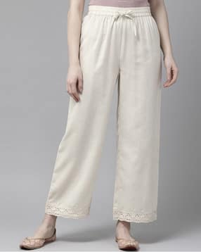 amira's indian ethnic wear Heathered  Palazzos with Crochet Hem-picture-27
