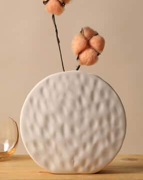 Textured Round Ceramic Vase-image-5