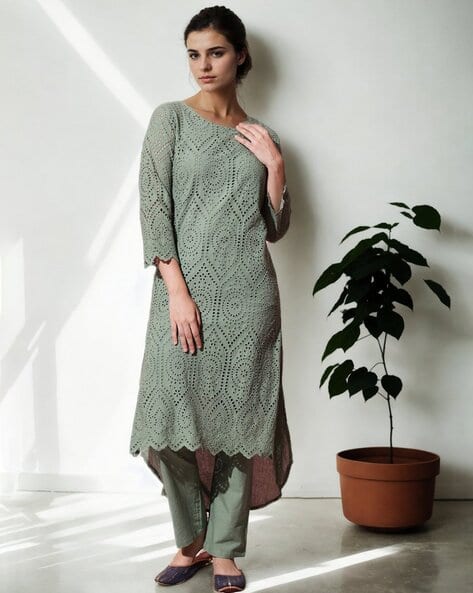 Amira's Indian Ethnic Wear Women Embroidered Straight Kurta Set