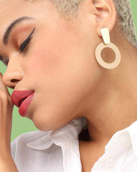 Sohi Geometric-Design Gold-Plated Drop Earrings