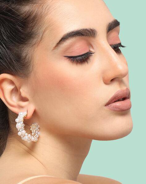 Buy Gold-Toned White Earrings for Women by Sohi Online