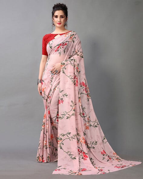 Buy Peach Sarees for Women by AARRAH Online