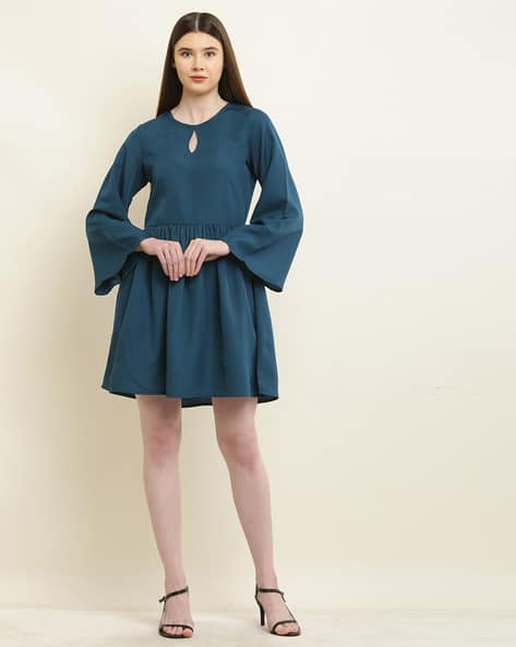 Women Shift Dress with Key-Hole Neck