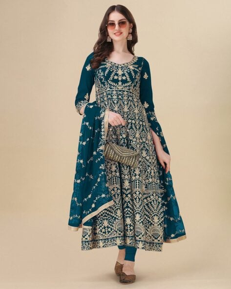 Women Embroidered Round-Neck Salwar Price in India