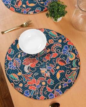 hosta homes Set of 4 Floral Print Cotton Placemats-picture-12