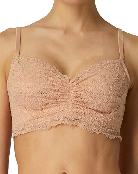 Floral Lace Ruched Non-Wired Bralette